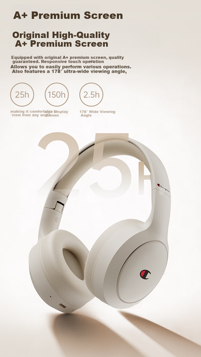 Champion Wireless Bluetooth Earbuds for Computer and Mobile, Noise-Cancelling Gaming Headset, Long Battery Life, Trendy Series CH22 Beige 9