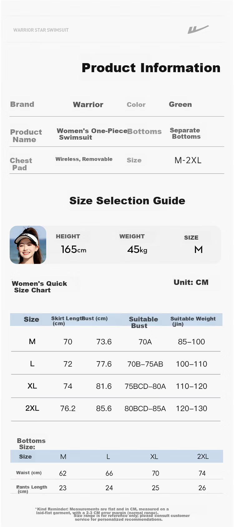 Warrior Women's One-Piece Skirted Swimsuit Conservative Slimming Sun-Protective Spa Swimwear 16137H1I Green M 4
