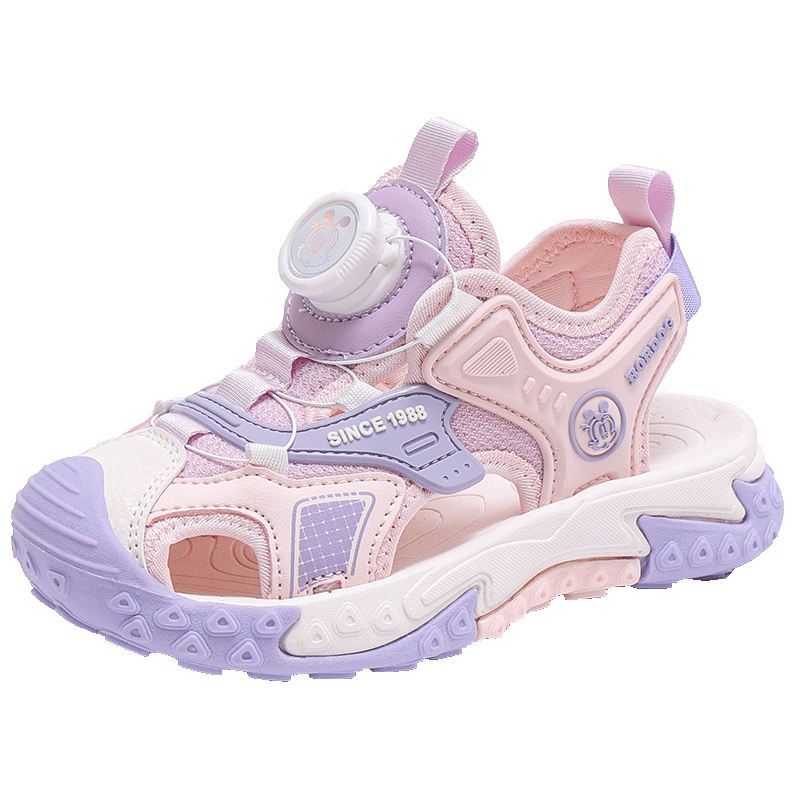 BOBDOG Girls Summer Sports Sandals Toddler Closed-Toe Beach Shoes 105542042 Pink Purple/Light Pink Size 27