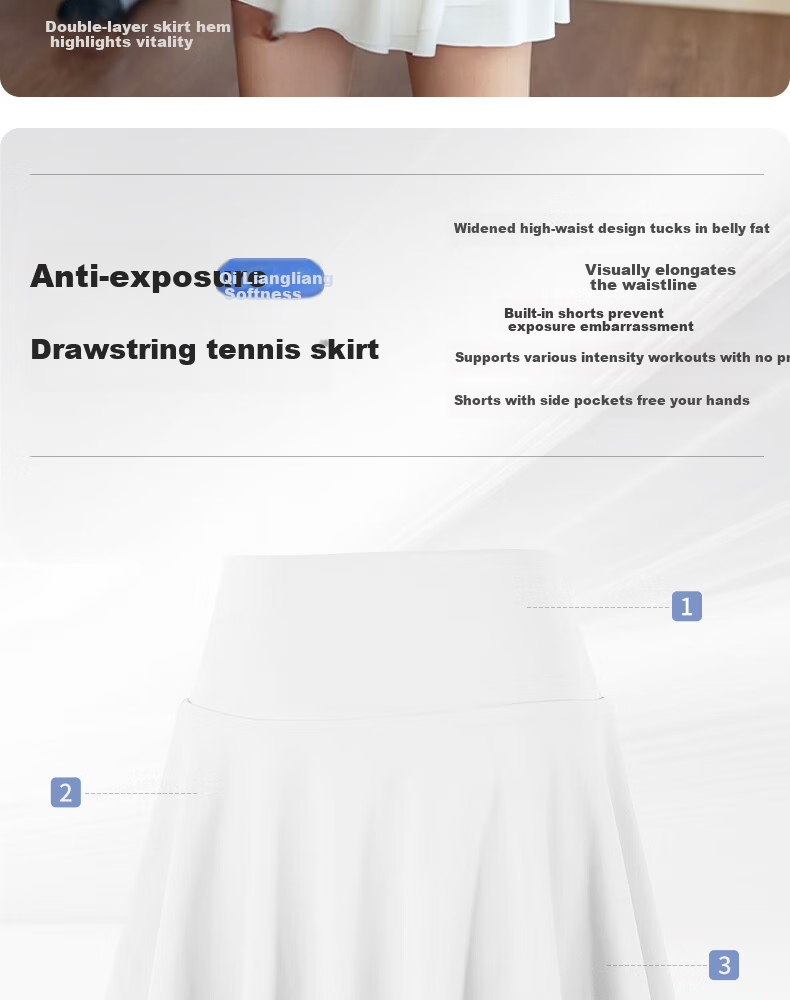 XUEXIMAN Women's Tennis Skirt Breathable Sports Skort Yoga Running Training Fitness Skirt Summer 2