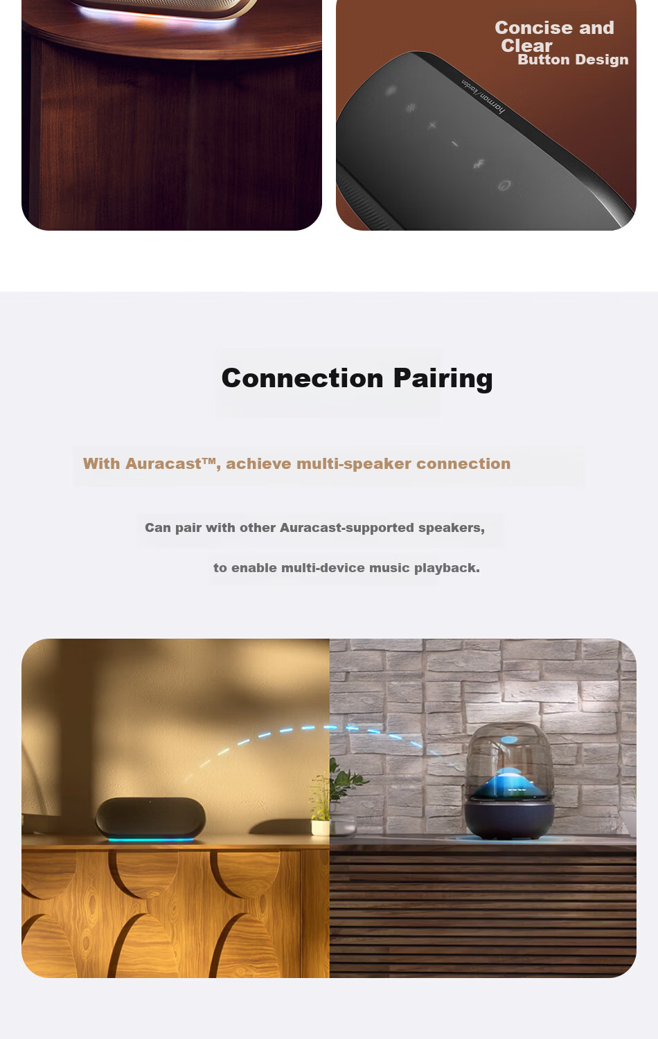 Harman/Kardon LUNA 2 Portable Bluetooth Speaker Smart Tuning Ambient Lighting Multi-Device Connection IP67 Waterproof Dustproof Matcha Latte Color 5