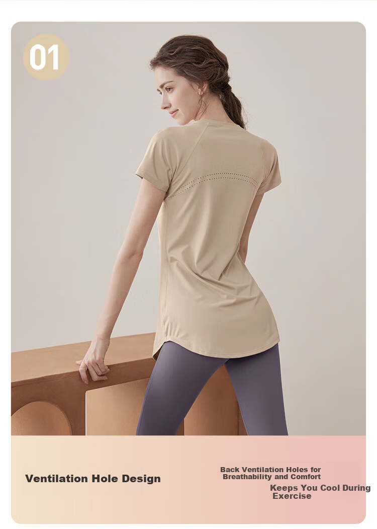 Youyou Yoga Wear Summer Women's High-End Slimming Gym Sports Short Sleeve Pilates J34007DY White S 5