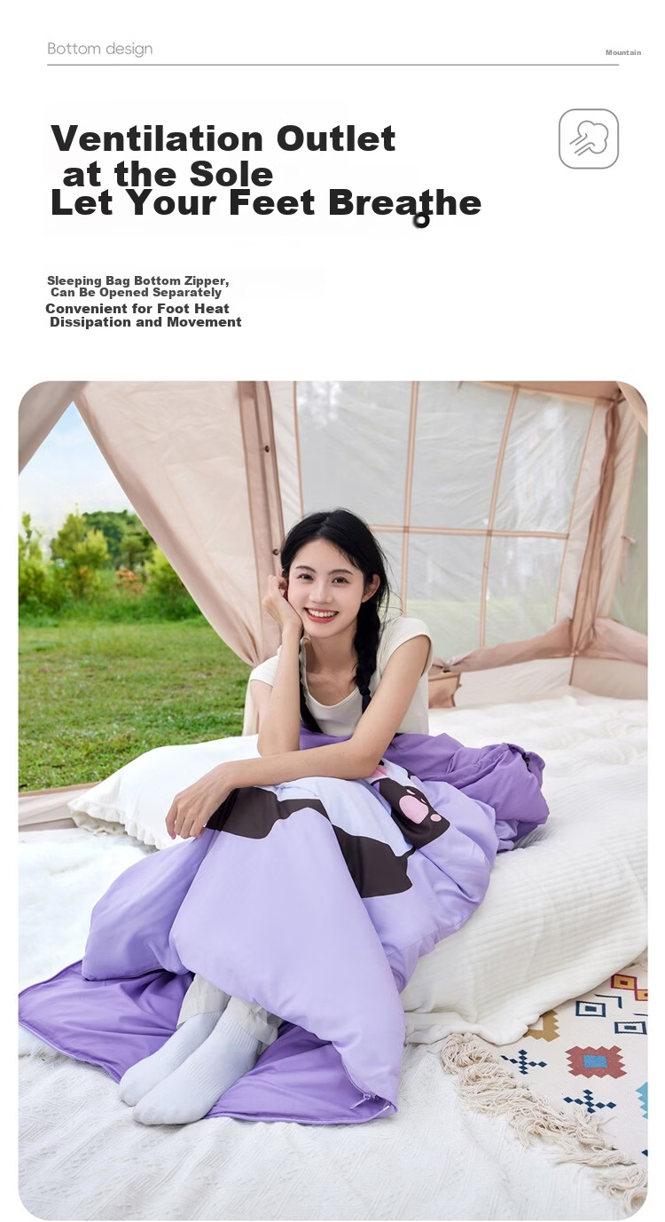 CAMEL Adult Anti-Dirt Cover Lightweight Outdoor Camping Ultra-Light Portable Student Nap Sleeping Bag Lilac Purple 5426B 11