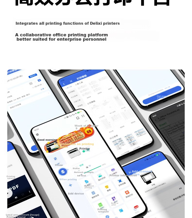 Deli AI All-in-One Home Printer Multifunction Printer Copy Scan Wireless Laser Printer Mobile Connection for Homework and Study Error Correction 15