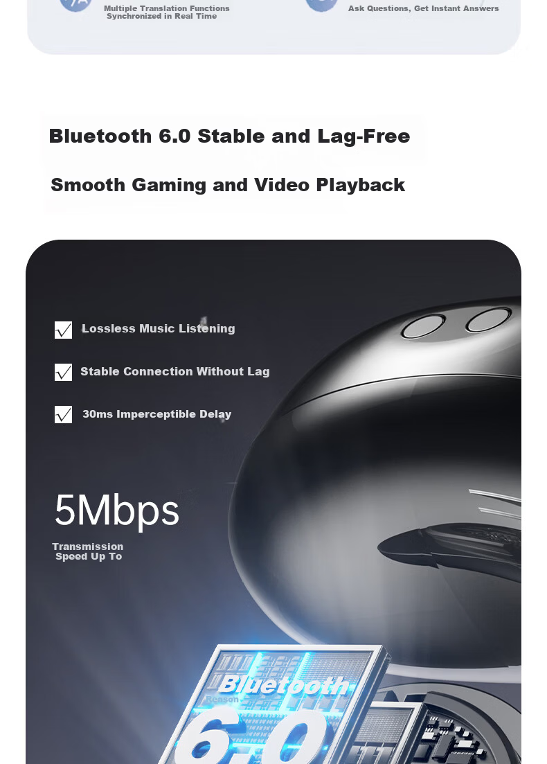 Chuangu 2026 New AI Simultaneous Translation Bluetooth Bone Conduction True Wireless Ear Clip Translator Comfortable Non-In-Ear Sports High-Quality Sound 25