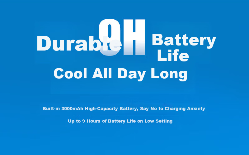Bashidai Mini Handheld Fan Portable Oscillating Semiconductor Cooling Long Battery Life Digital Display 100-Level Stepless Speed Desktop Cooling Compress High-Speed Cooling Device with Lighting Blue 3