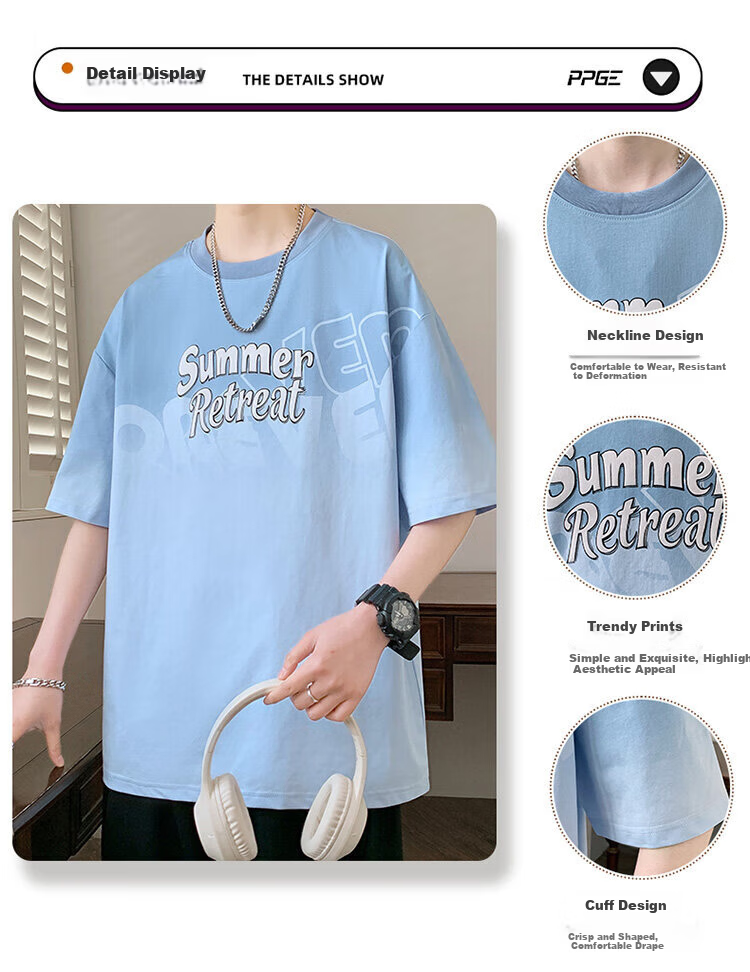 Zuofeili Short-Sleeve T-Shirt for Men, Summer 2026 New Style, Youth Trendy Brand Top, Loose-Fitting Half-Sleeve Undershirt for Middle And High School Students 2