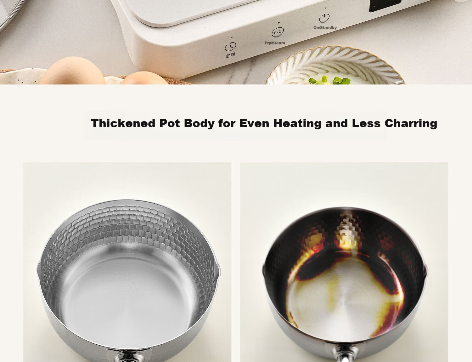 Jingyan Stainless Steel Snow Flat Pot Small Induction Cooker Pot for One Person Household Cooking Noodle Pot Milk Heating Non-stick Baby Food Pot Milk Pan 15