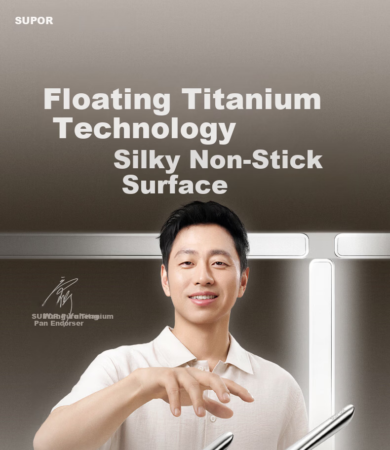 SUPOR Pure Titanium Wok 2nd Generation Non-Coated Healthy Non-Stick Titanium Pan Household Cooking Pot Annual New Release 8