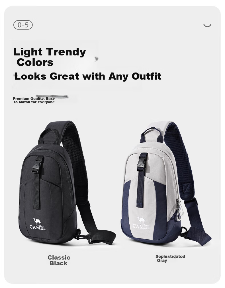 CAMEL Casual Chest Bag Portable Single Shoulder Crossbody Gym Small Cycling Backpack 575B635016 9