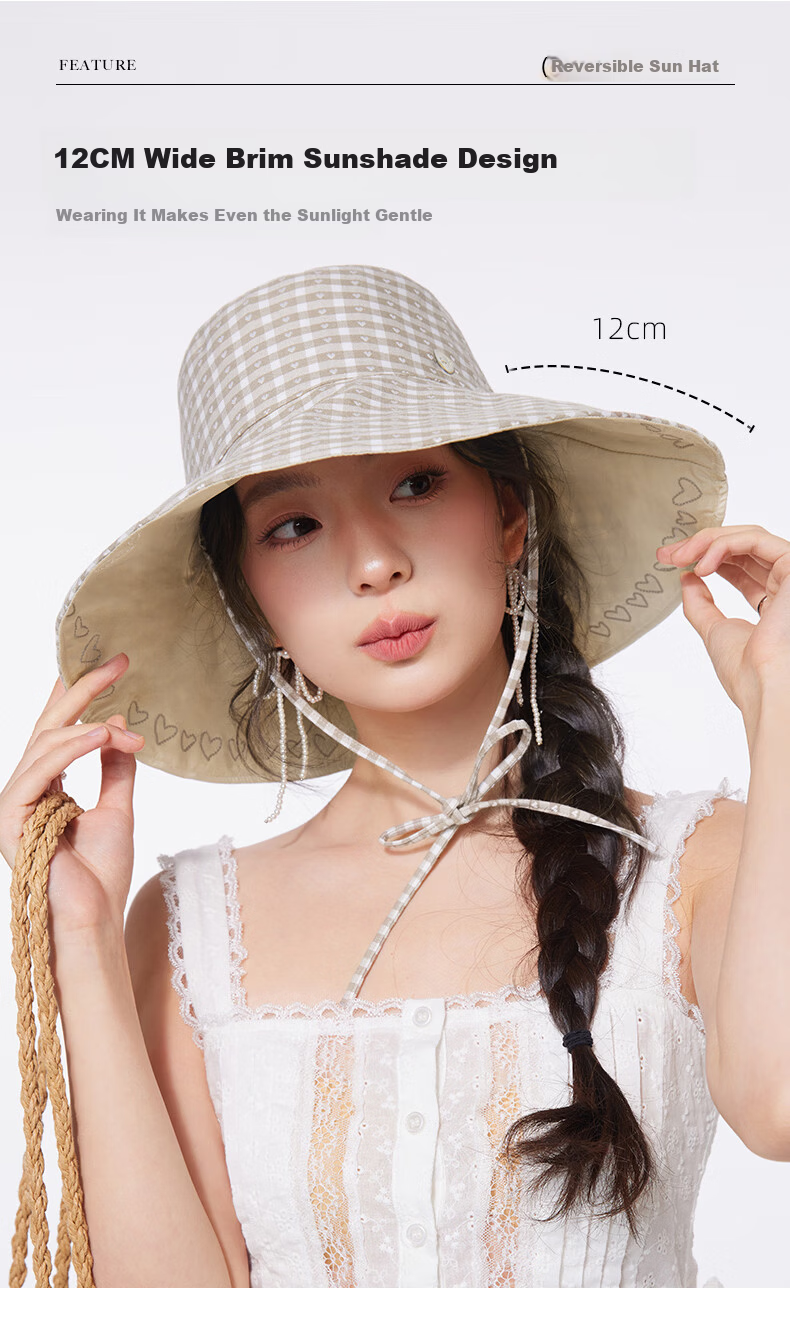CACUSS Women's Wide Brim Sun Hat Summer Reversible Outdoor UV Protection Bucket Hat Yulan Blue 2