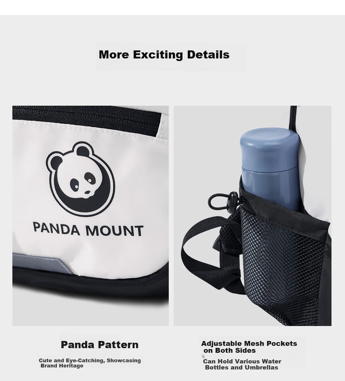 CAMEL Panda Series Outdoor Hiking Large Capacity Mountaineering Backpack 574D65L8668A Off-White/Black One Size 6