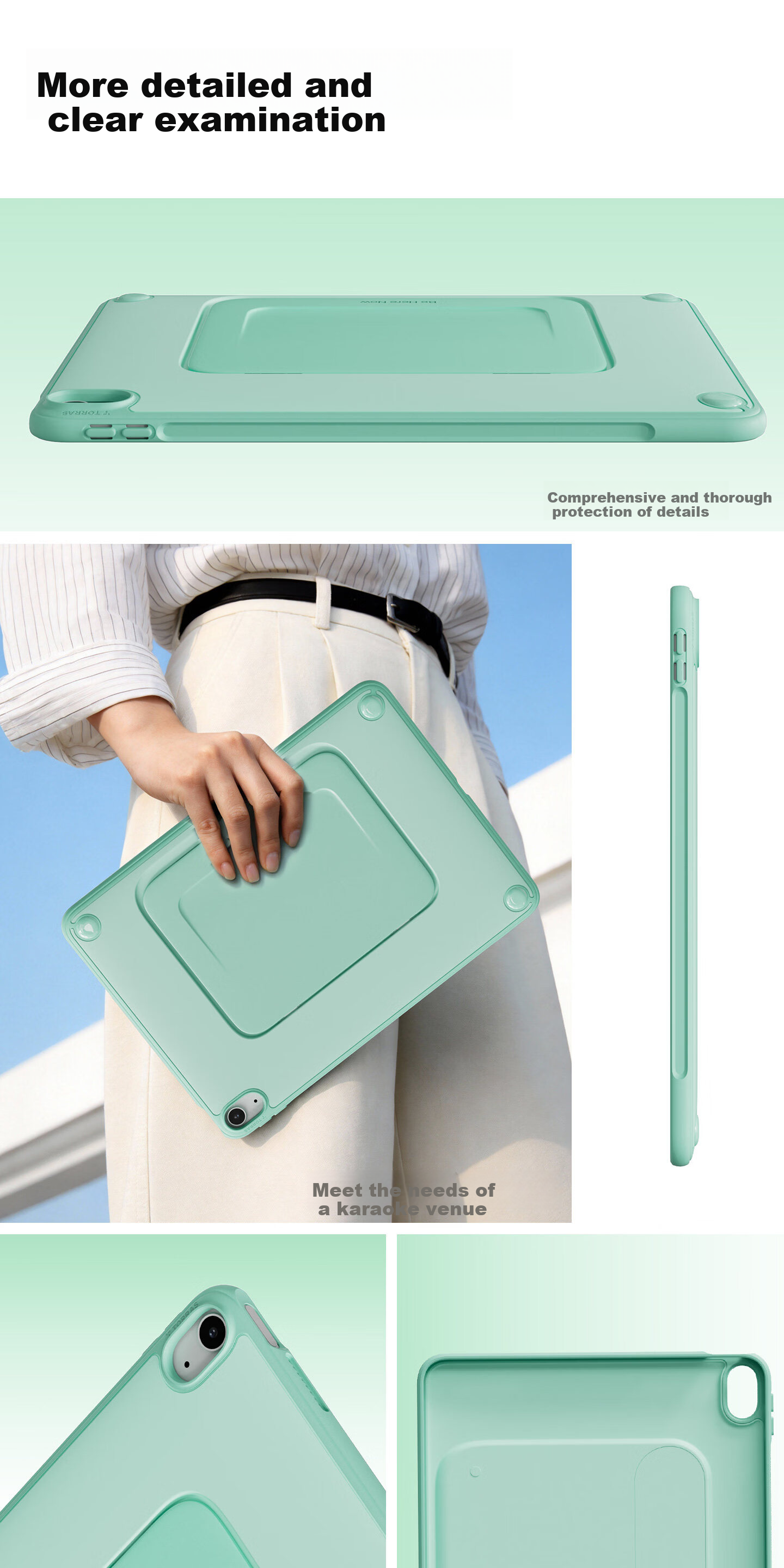 Torras KLite Lightweight Dopamine Series Protective Case for Apple iPad Air 8 / Air 7 11-inch Tablet with Pen Slot, Anti-Bend Drop Stand Full Coverage Acrylic Case Blue 8