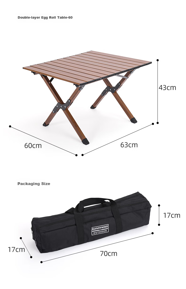 CAMEL Outdoor Camping Roll-up Table Patio BBQ Camping Travel Picnic 173BABP097 Walnut Color 8