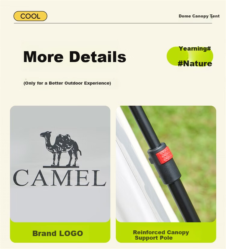 CAMEL Black Vinyl Integrated Quick-Open Dome Canopy Sunshade Door Curtain Outdoor Camping New Lazy Model 2025 4004 20