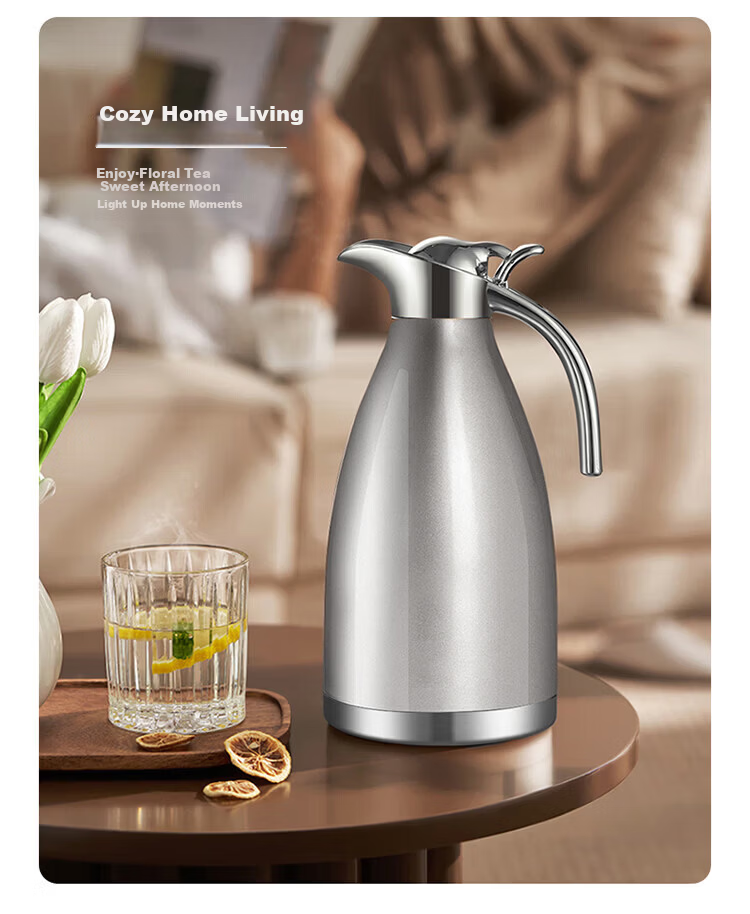 Vinas Stainless Steel Insulated Thermos 2L Large Capacity Commercial Hot Water Bottle Dormitory Insulated Flask 8