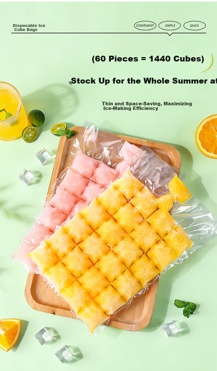 Extreme Space Ice Cube Bags Disposable Ice Bag Self-Sealing Ice Making Tool 60 Pieces with Funnel 3