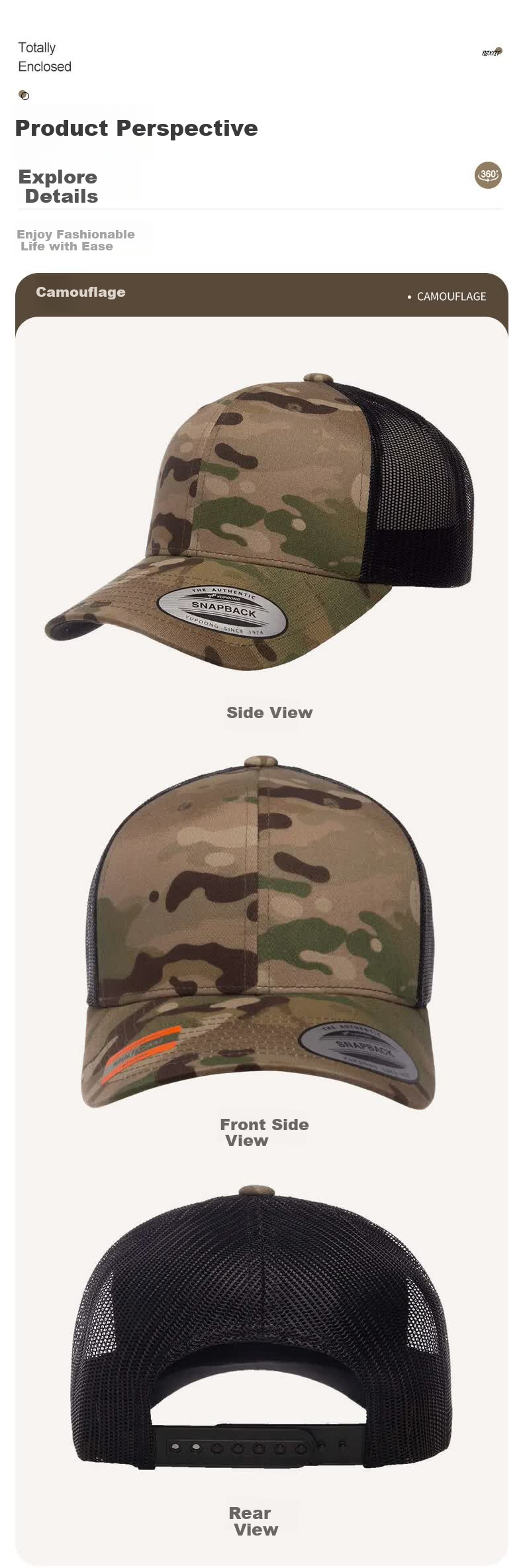 FLEXFIT Outdoor Camouflage Baseball Cap Military Sun Protection Visor MultiCam Trucker Hat Desert Camouflage 5