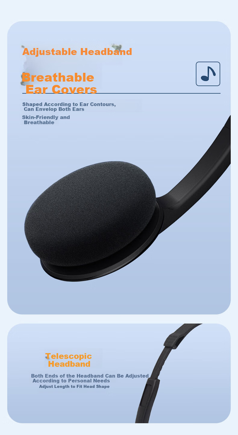 EZHK Customer Service Headset Over-Ear Noise-Cancelling Microphone USB 2-in-1 Desktop Computer Headphones 8