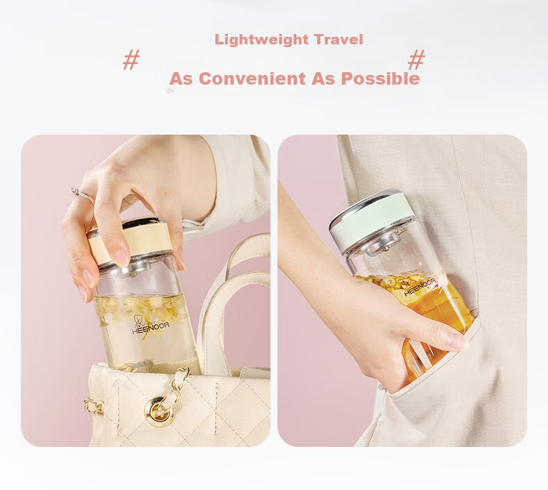 Heenoor Single-Layer Glass Cup, 2026 New Floral Tea Cup, Transparent High-Value Water Cup for Women, Home Portable Tea Infuser Mug 10