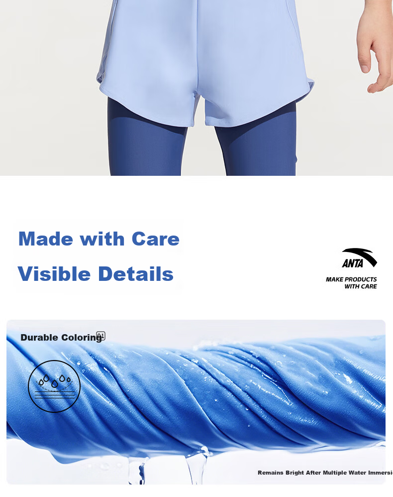 ANTA Children's Two-Piece Swimsuit, Quick-Drying Long Sleeves And Pants, Sun Protection with Hood, for Older Kids And Teenagers, Suitable for Hot Springs And Swimming, Size 130 2