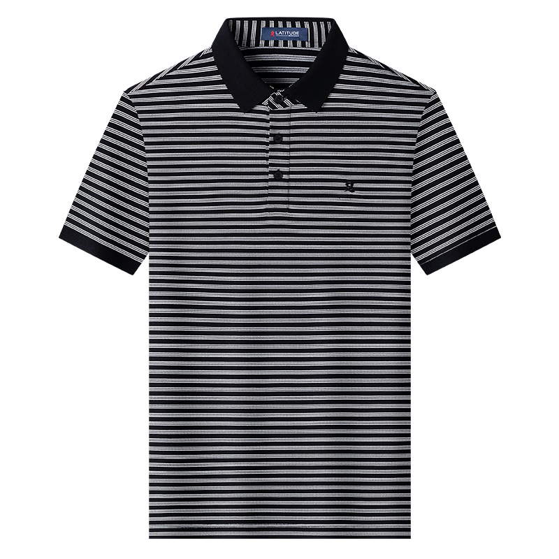 MONTAGUT Men's Short Sleeve Polo Shirt Summer Business Cool Touch 5A Antibacterial Wrinkle-Resistant T-Shirt Shadow Black XL/52
