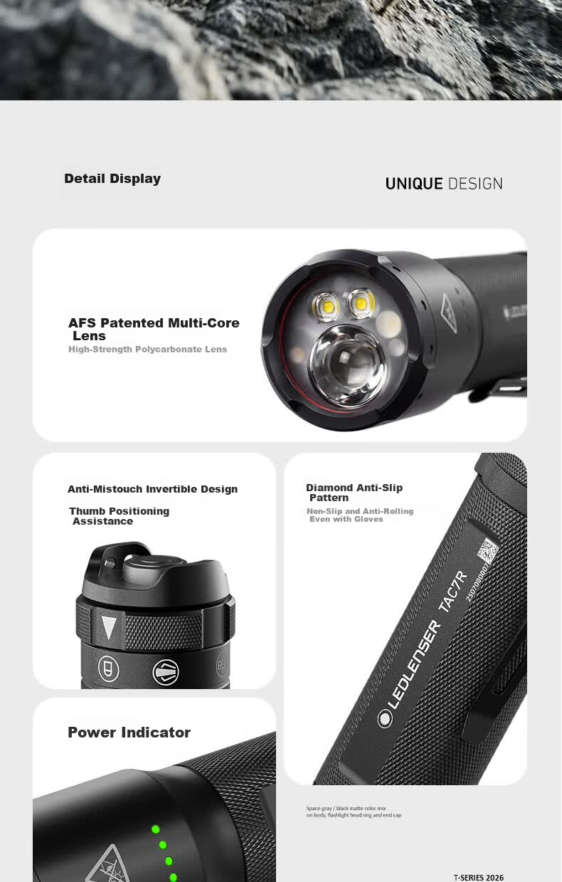 LED LENSER German High-Power Tactical Flashlight TAC7R Outdoor Lighting High Brightness Long Range Long Battery Life Patrol Duty 18