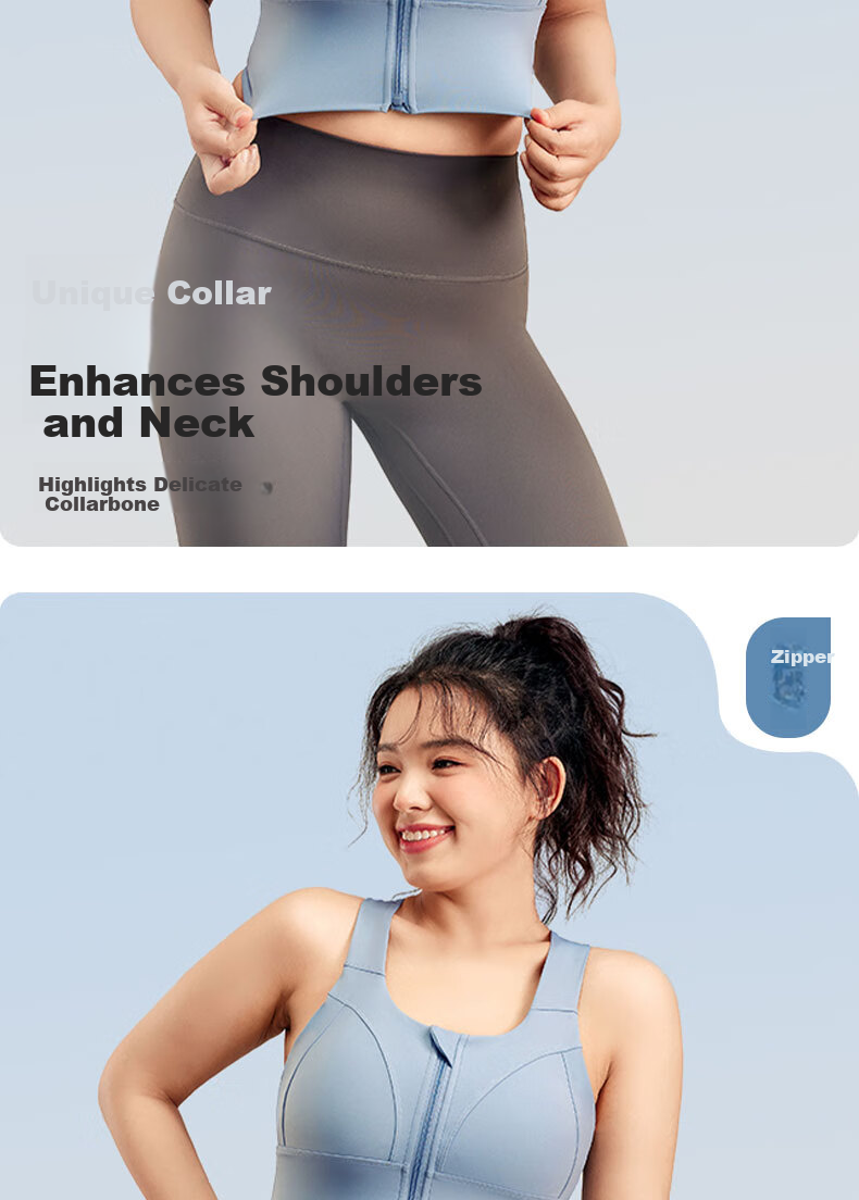 XUEXIMAN Plus Size High Impact Sports Bra for Women, Anti-Shock Running Fitness Front Zipper Yoga Tank Top 5