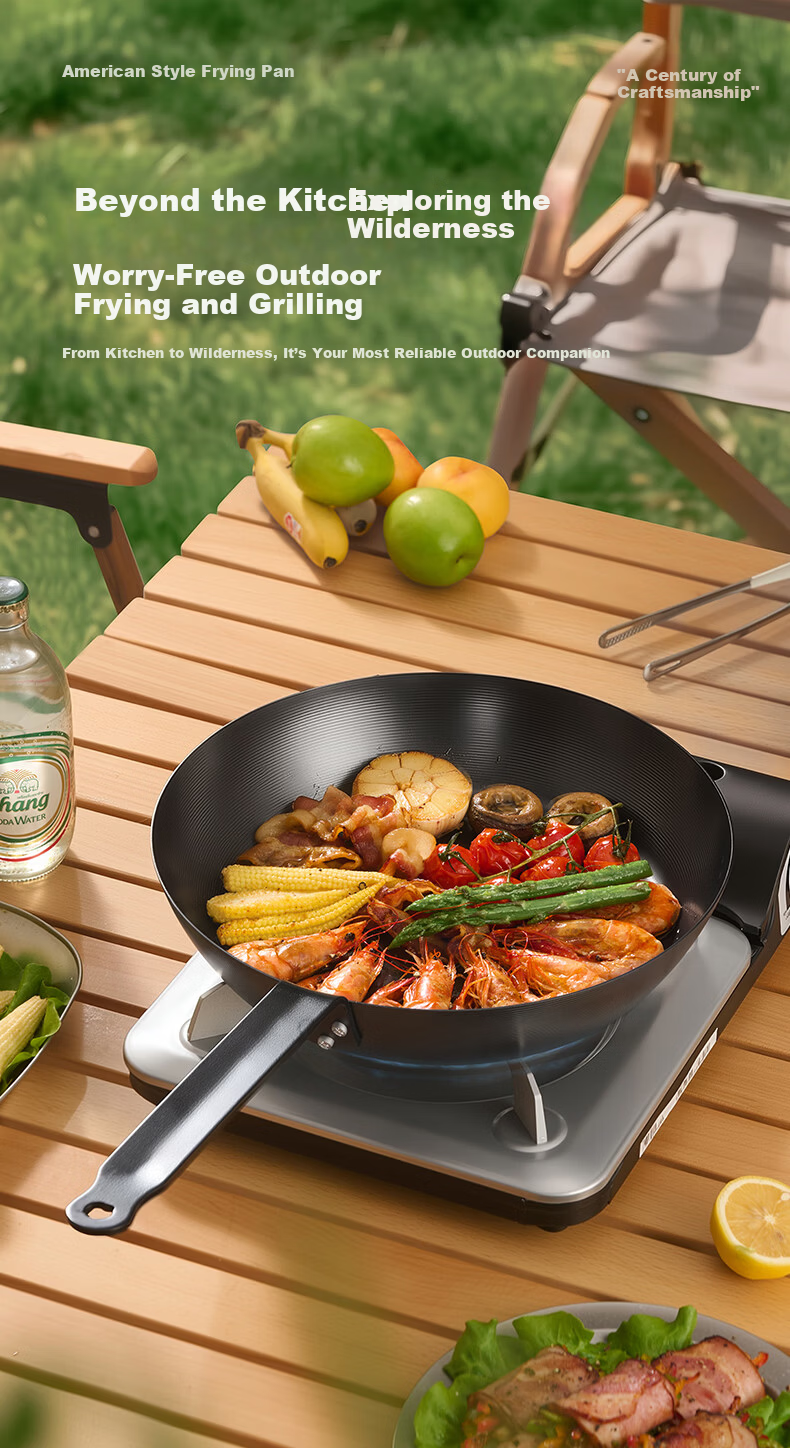 Royalstar Carbonized Non-Coated Frying Pan 24cm Non-Stick Skillet for Pancakes and Steaks Compatible with Induction Cooker 15