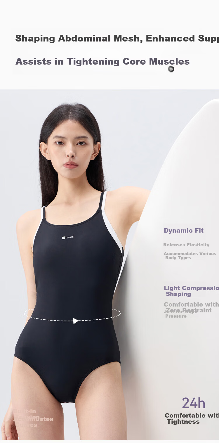 Keep Women's One-Piece Triangle Leica Sports Training Slimming Swimsuit 592 Blue Gray L 5