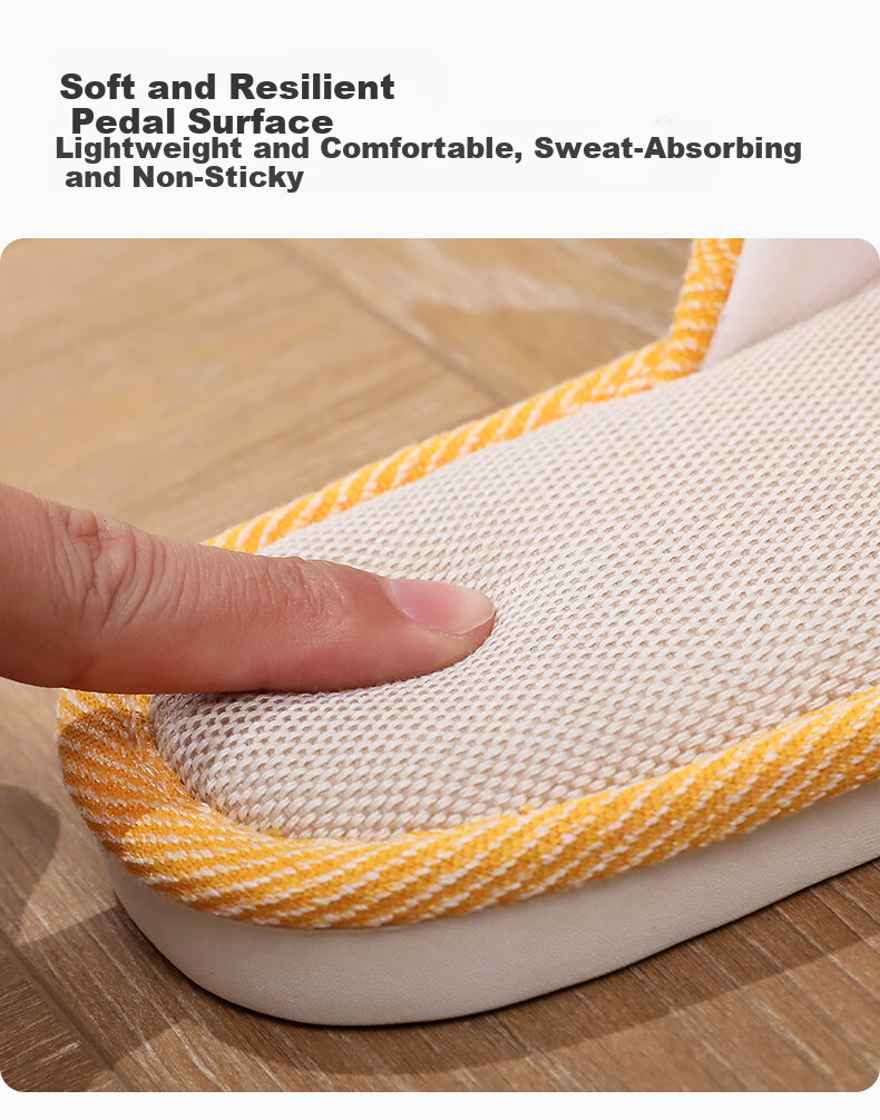 GUOLUOFEI Home Slippers for Men, Summer Indoor Cloth Linen Couple's All-Season Spring Autumn Floor Shoes, Yellow, Size 40-41 4