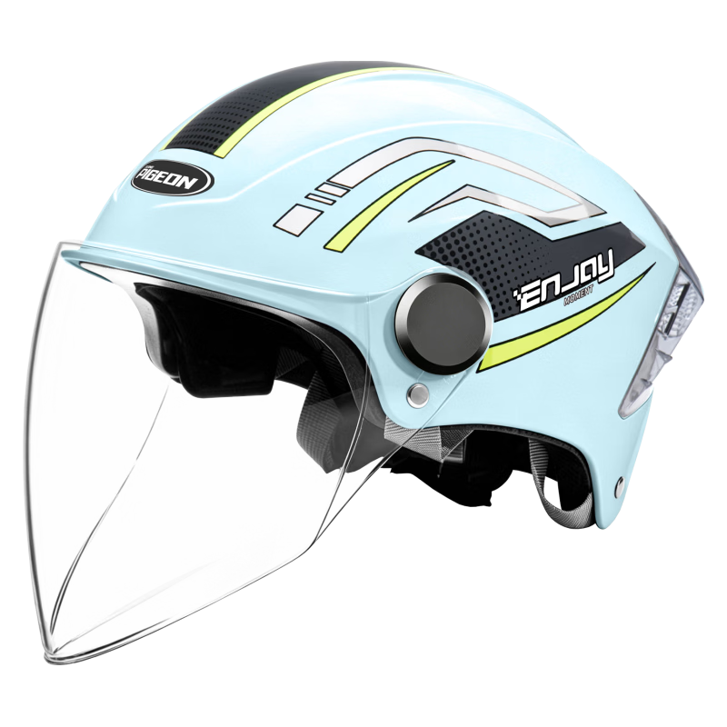 Feige Spreck Electric Bike Helmet 3C Certified Unisex New National Standard Class A Motorcycle Half Helmet Electric Vehicle Sun Protection Summer Safety Helmet 302 Speed Shadow Ice Blue [High-Definiti