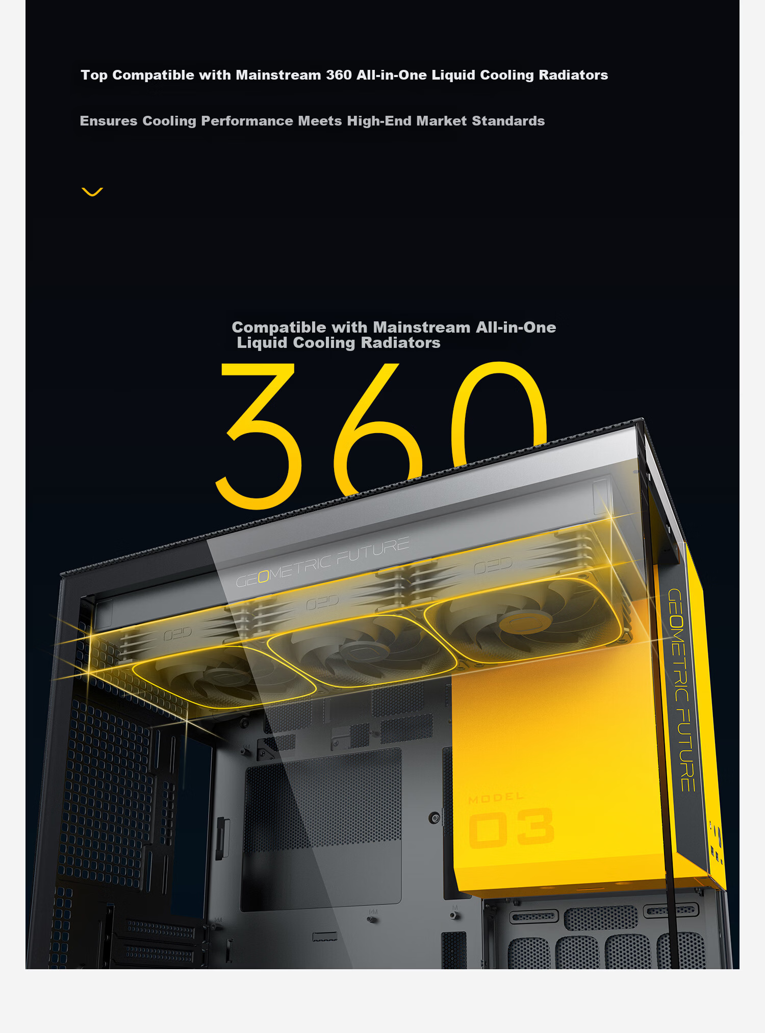 GeometricFuture Model3 Nezha Computer Case Black Grey (Supports M-ATX Motherboard/50 Series Graphics Card/360mm Radiator/Seaview Case/Type-C Interface) 9