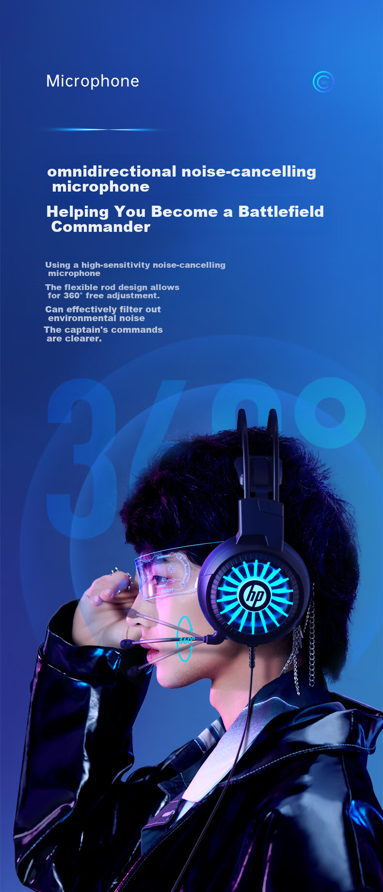 HP Over-Ear Wired Gaming Headset with Noise-Cancelling Microphone, 7.1 Surround Sound, Positional Audio for Delta Operation, Compatible with PC, Laptop, and Internet Cafe Use 5