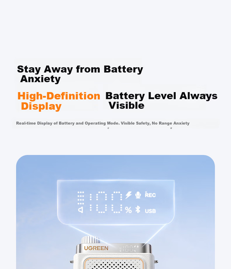 UGREEN V6 Little Bee Amplifier Teacher Wireless Headset Anti-Howling Bluetooth Speaker Portable Long Battery Life 3C Certified for Classroom Outdoor Lectures Recording 20