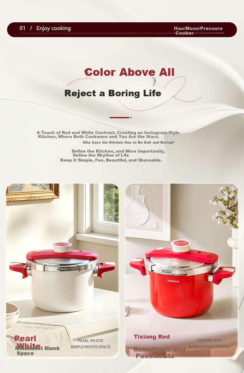 LINKFAIR High-Pressure Cooker Household Stainless Steel Explosion-Proof One-Touch Pressure Cooker Compatible with Gas and Induction Cookers 3