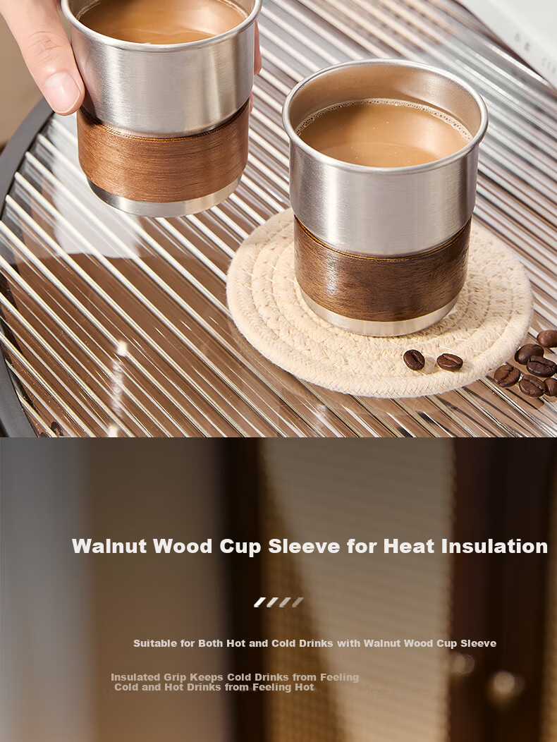 CLITON 304 Stainless Steel Coffee Cup Vintage Portable Outdoor Travel Mini Juice Cup Cold Drink Cup Tea Cup 8