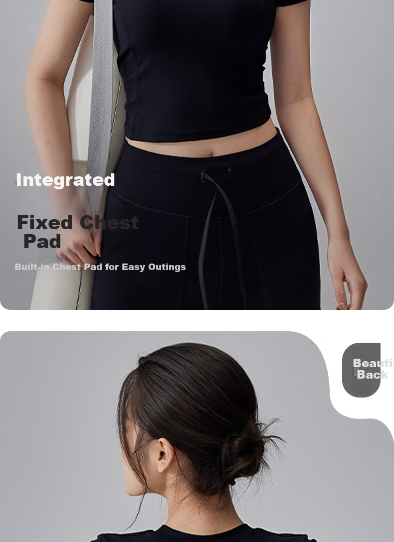 Xueqiman Padded Short Sleeve Yoga Top for Women 2026 New Premium Pilates Training Running Sports Fitness T-Shirt 6