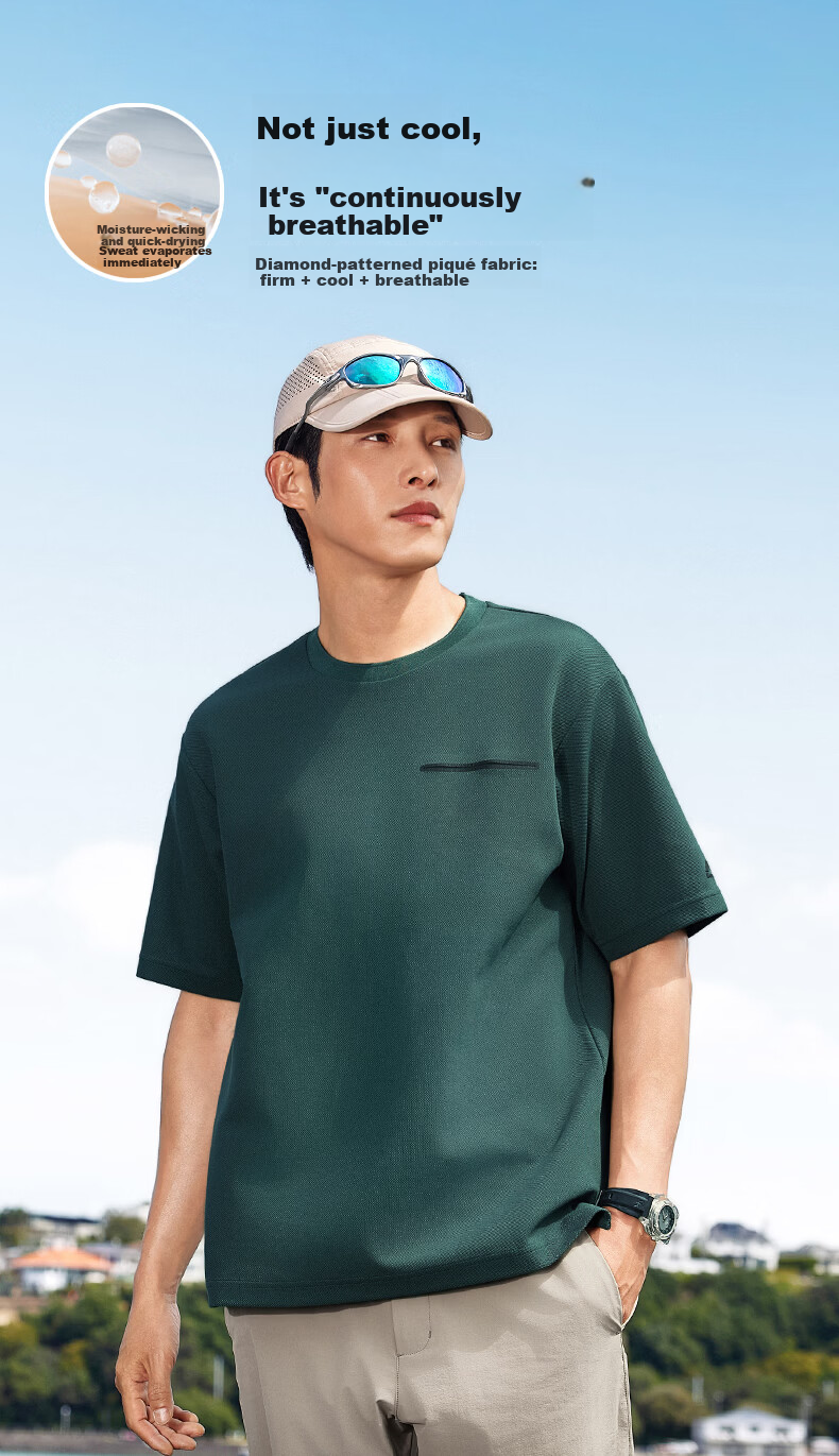 Kolumb Outdoor T-Shirt Moisture-Wicking Sun Protection Quick-Dry Loose Fit Running Fitness Short Sleeve Danxia Red M 5