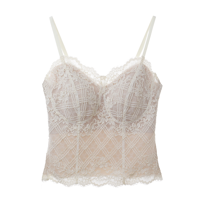 Tingmei Women's Camisole Vest with Built-in Bra Pads, Lift and Support, Tummy Control, High Elasticity, Breathable Bra, Beige XL
