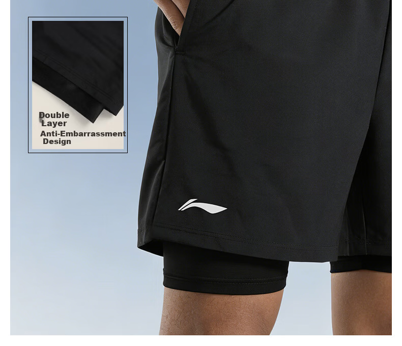 LI-NING Youth Swimming Suit for Junior High School Students 12-18 Years Old Large Size Boys Split Swimsuit 8523 Black Gray XL 24