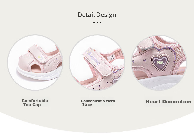 Fulromy Kids Boys and Girls Sandals Children's Beach Shoes Summer Soft Sole Closed Toe Sandals Velcro Sports Casual Shoes Pink Size 36 2