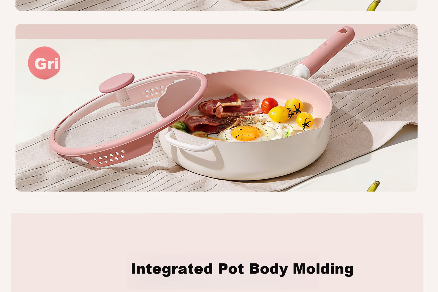 Carote Ceramic Non-Stick Frying Pan Wok 32cm, Household Induction Gas Stove Compatible, Fluorine-Free Coating 15