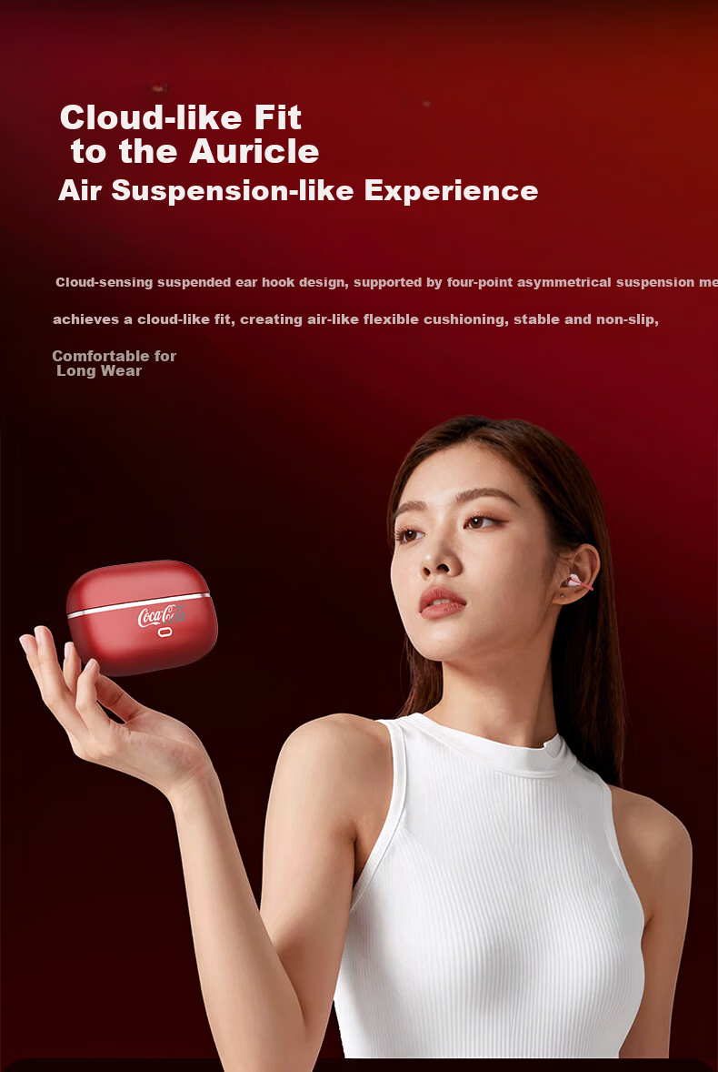 Coca-Cola CX03 Bluetooth Bone Conduction Clip-On Open-Ear Wireless Sports Running Gaming Earphones Long Battery Life 2026 Latest Unisex Student Gift 3