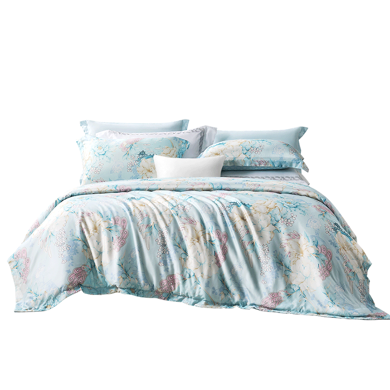 FUANNA Bedding Set, 60s Lyocell Tencel Summer Set, Cool-Feeling Bed Sheet And Duvet Cover for Summer, 203*229cm Home Collectio