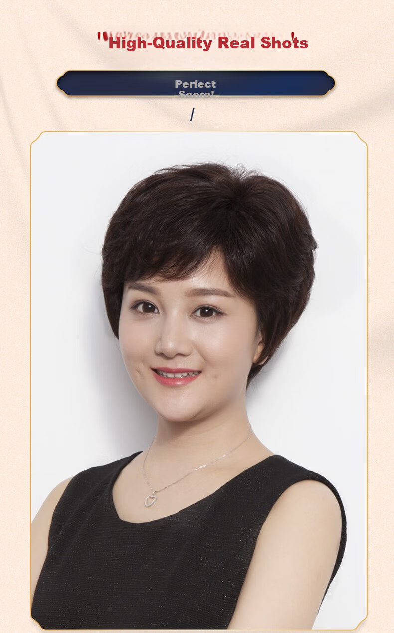 Baisitang Women's Short Wig Middle-aged Mom Natural Full Head 100% Real Human Hair Short Curly Full Lace Wig 6