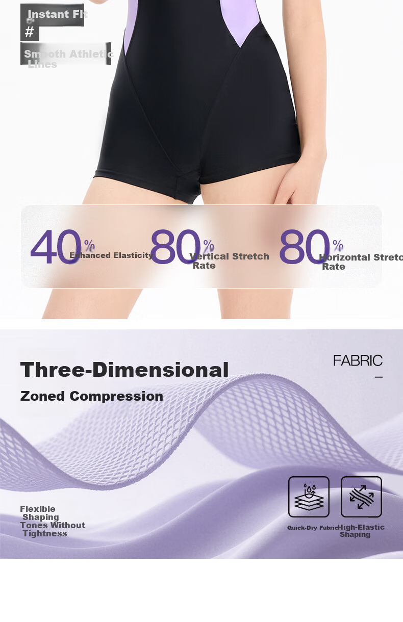 LI-NING Women's Premium 2026 New One-Piece Square-Leg Specialized Sun-Protective Racing Swimsuit 1332 Deep Purple XL 11