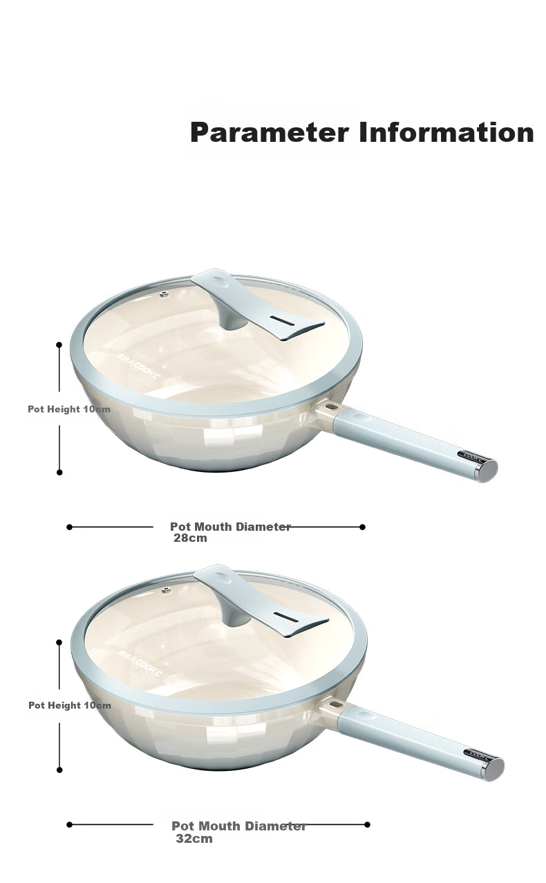 CHUI DA REN Titanium Extreme Rock Non-Stick Frying Pan Multi-Purpose Flat Bottom Stir-Fry Pan for Home Gas and Induction Cookers Durable 14