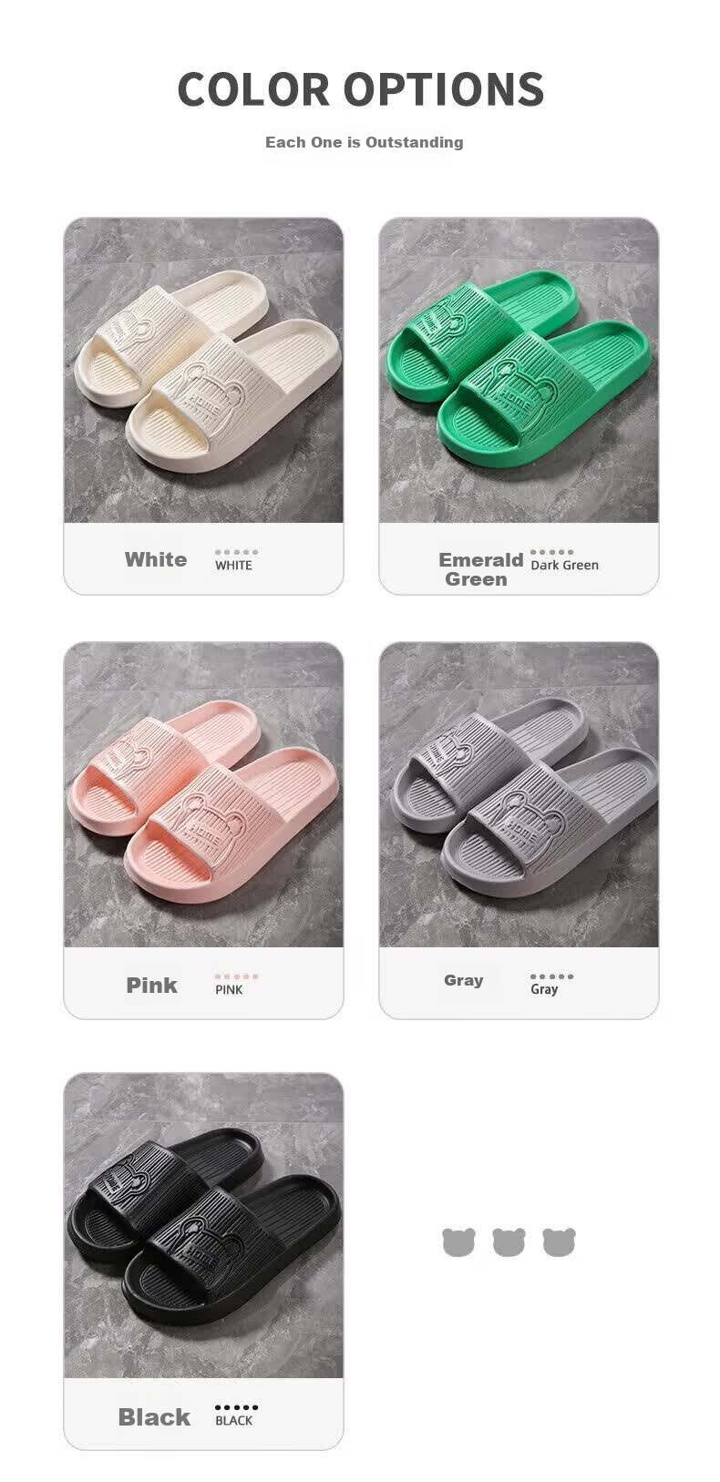 Qiumuxi Women's EVA Soft Sole Home Bathroom Shower Slippers Durable Casual Non-Slip Silent Couple Flip Flops 9