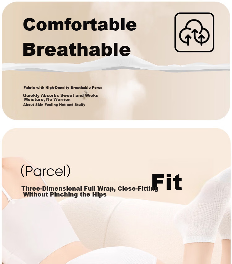 Deanqi Disposable Women's Cotton Crotch Underwear Sterile Individually Packaged Thick Breathable Striped 5-Pack XL 6